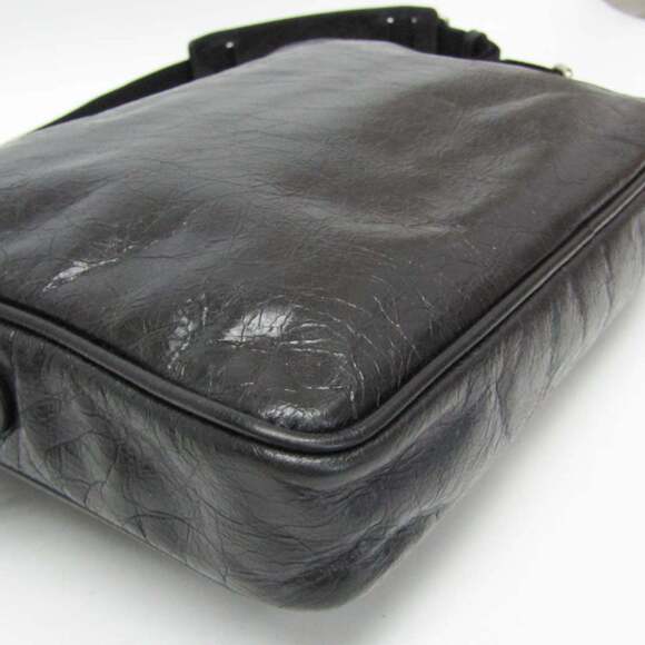 GUCCI Black Leather Messenger Shoulder Bag